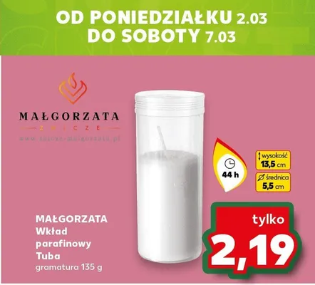 Świeca parafinowa tuba aromat promocja w Kaufland