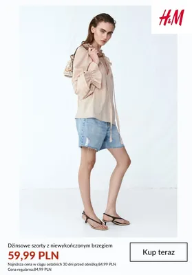Szorty dżinsowe H&M z niewykończonym brzegiem promocja w H&M