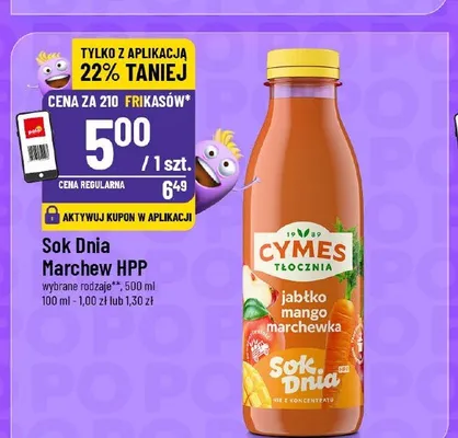 Sok Dnia Marchew HPP jabłko mango marchewka Cymes promocja w POLOmarket