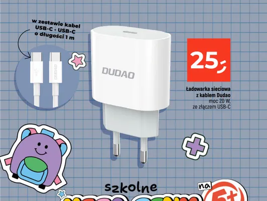 Ładowarka sieciowa z kablem Dudao moc 20W promocja w Dealz