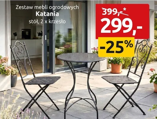 Zestaw mebli ogrodowych Katania stół 2x krzesło promocja w Black Red White