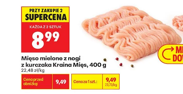 Mięso mielone z nogi z kurczaka Kraina Mięs promocja w Biedronka