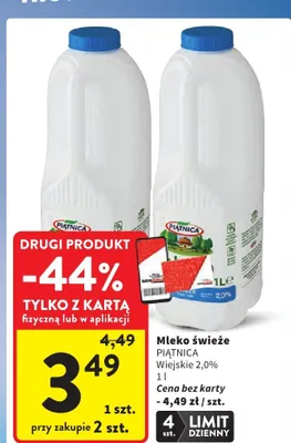 Mleko świeże wiejskie 2,0% promocja w Intermarche