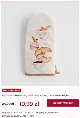 Rękawica kuchenna Brunchery 14x30 cm z motywem kulinarnym home & you promocja w home&you