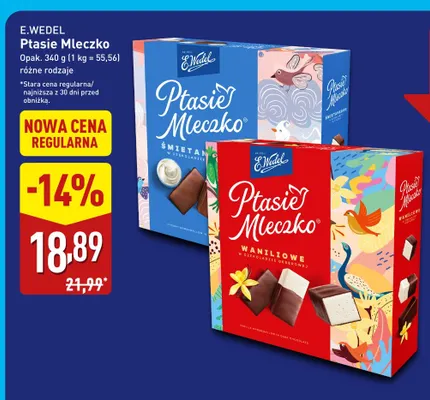 Ptasie Mleczko waniliowe w czekoladzie deserowej E.Wedel promocja w Aldi