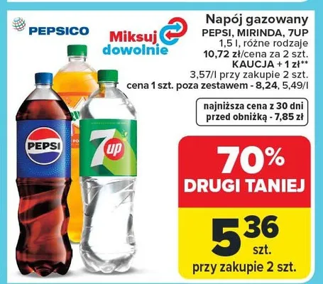 Napój gazowany PEPSI, MIRINDA, 7UP promocja w Carrefour Market