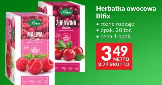 Herbatka owocowa Bifix różne rodzaje promocja w Makro