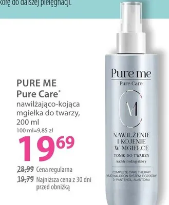 Nawilżająco-kojąca mgiełka do twarzy Pure Me Pure Care promocja w Hebe