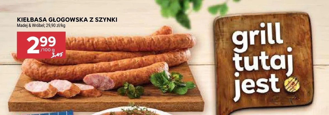 Kiełbasa głogowska z szynki Madej & Wróbel promocja w Stokrotka
