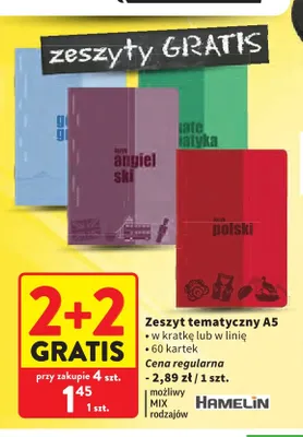 Zeszyt tematyczny A5 w linię 60 kartek Hamelin promocja w Intermarche