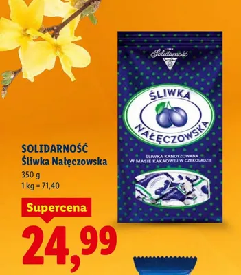 Śliwka nałęczowska kandyzowana w masie kakaowej w czekoladzie promocja w Lidl