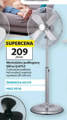 Wentylator podłogowy metalowy Qilive promocja w Auchan