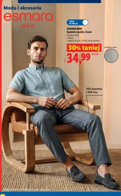 Spodnie męskie z lnem Esmara Men promocja w Lidl