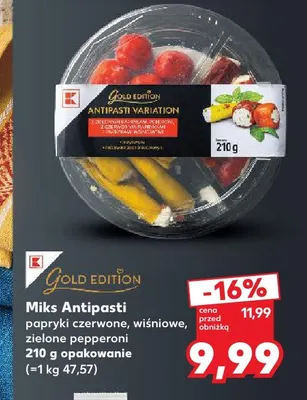 Miks antipasti papryki czerwone, wiśniowe, zielone pepperoni K-Gold Edition promocja w Kaufland