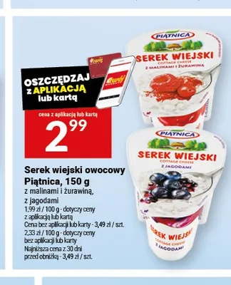 Serek wiejski owocowy Piątnica z malinami i żurawiną promocja w Twój Market