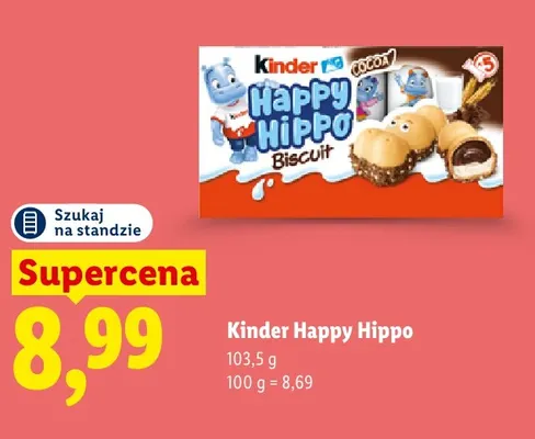Wafelki Kinder Happy Hippo Cocoa 5-pak promocja w Lidl