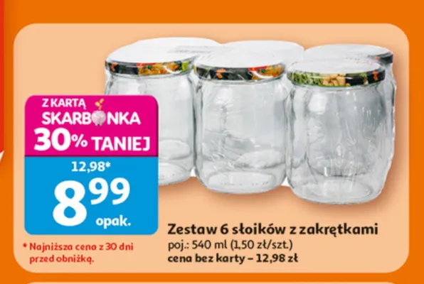 Zestaw 6 słoików z zakrętkami promocja w Auchan