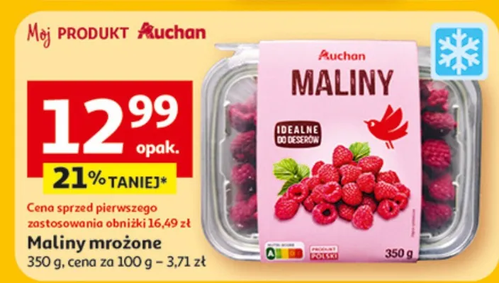 Maliny mrożone promocja w Auchan