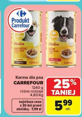 Karma dla psa Carrefour Vitalive Senior promocja w Carrefour
