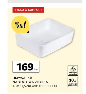 Umywalka nablatowa Vitoria 48x37,5 cm promocja w Komfort