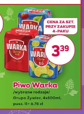 Piwo Warka 4-pak promocja w Bliski