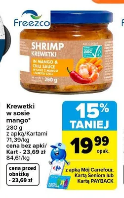 Krewetki w sosie mango Freezco promocja w Carrefour Market