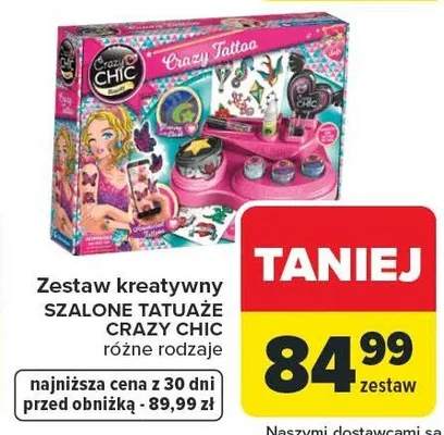 Zestaw kreatywny SZALONY TATUAŻE CRAZY CHIC różne rodzaje promocja w Carrefour