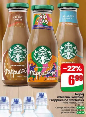Napój mleczno-kawowy Frappuccino Starbucks No Added Sugar Caramel promocja w Dino