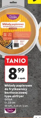 Wkłady papierowe do frytkownicy beztłuszczowej typu Gosia śr. 23 cm promocja w Intermarche
