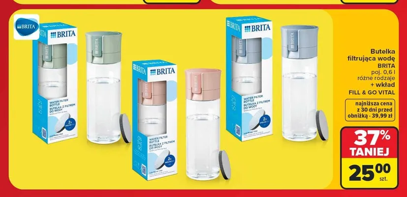 Butelka filtrująca wodę Brita Fill & Go Vital zielona promocja w Carrefour