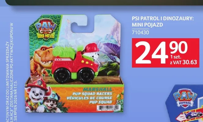 Mini pojazd Psi Patrol i Dinozaury promocja w Selgros