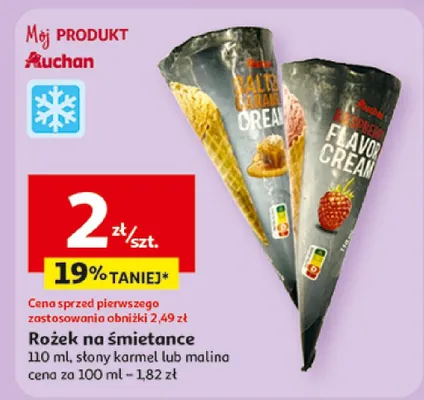 Rożek na śmietance Auchan malina promocja w Auchan