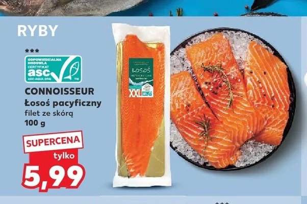Łosoś pacyficzny filet ze skórą Connoisseur promocja w Kaufland