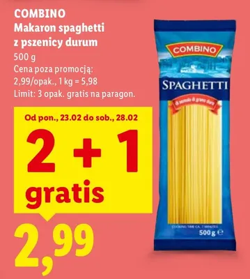Makaron spaghetti z pszenicy durum promocja w Lidl