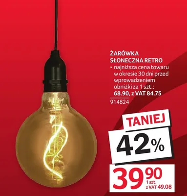 Żarówka słoneczna retro promocja w Selgros