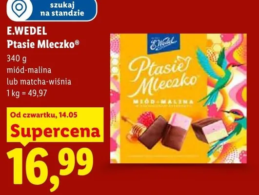 Ptasie Mleczko matcha-wiśnia E.Wedel promocja w Lidl