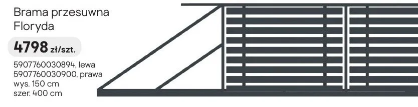 Brama przesuwna Floryda lewa promocja w Castorama