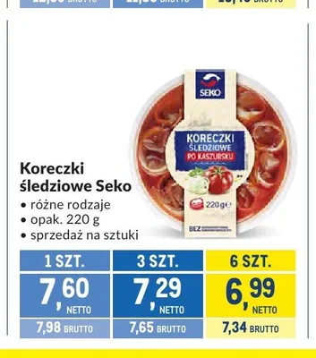 Koreczki śledziowe Seko promocja w Makro