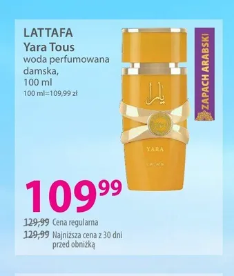 Woda perfumowana damska LATTAFA Yara Tous promocja w Hebe