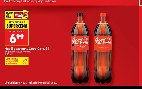 Napój gazowany Coca-Cola Zero Cukru promocja w Biedronka