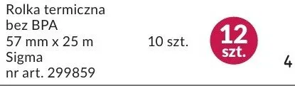 Rolka termiczna bez BPA 57 mm x 25 m Sigma promocja w Makro