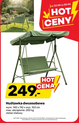 Huśtawka dwuosobowa promocja w Bricomarche