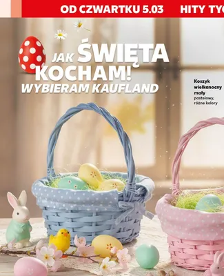 Koszyk wielkanocny mały pastelowy, wys. z rączką 21 cm, różne kolory promocja w Kaufland