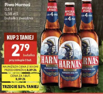 Piwo Harnaś promocja w Delikatesy Centrum