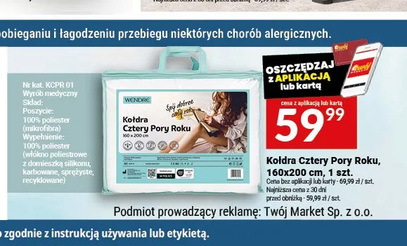 Kołdra Cztery Pory Roku Wendre 160x200 cm promocja w Twój Market