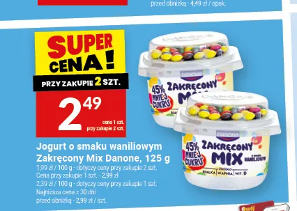 Jogurt o smaku waniliowym Zakręcony Mix Danone promocja w Twój Market