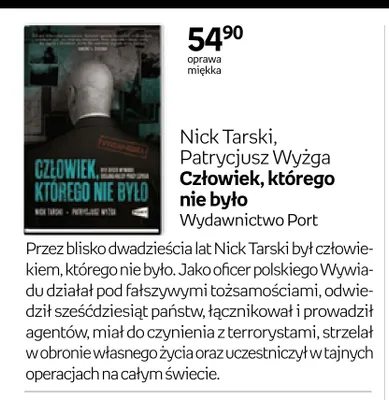 Książka Człowiek, którego nie było Nick Tarski, Patrycjusz Wyżga promocja w Empik