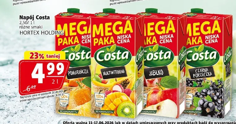 Napój Costa Hortex Multiwitamina promocja w Prim Market