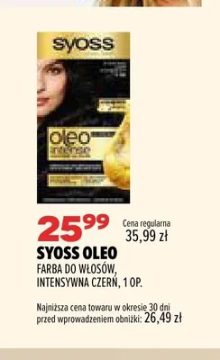 Farba do włosów Syoss Oleo Intense intensywna czerń promocja w Drogerie Natura
