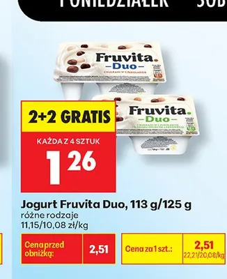Jogurt Fruvita Duo z kulkami w czekoladzie o smaku orzecha laskowego promocja w Biedronka